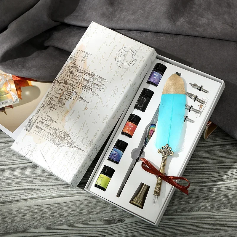 Glass Dip Pen Calligraphy Ink Set - 1 szt. szklany długopis z tuszem,