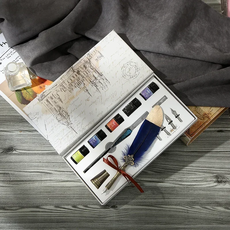 Glass Dip Pen Calligraphy Ink Set - 1 szt. szklany długopis z tuszem,