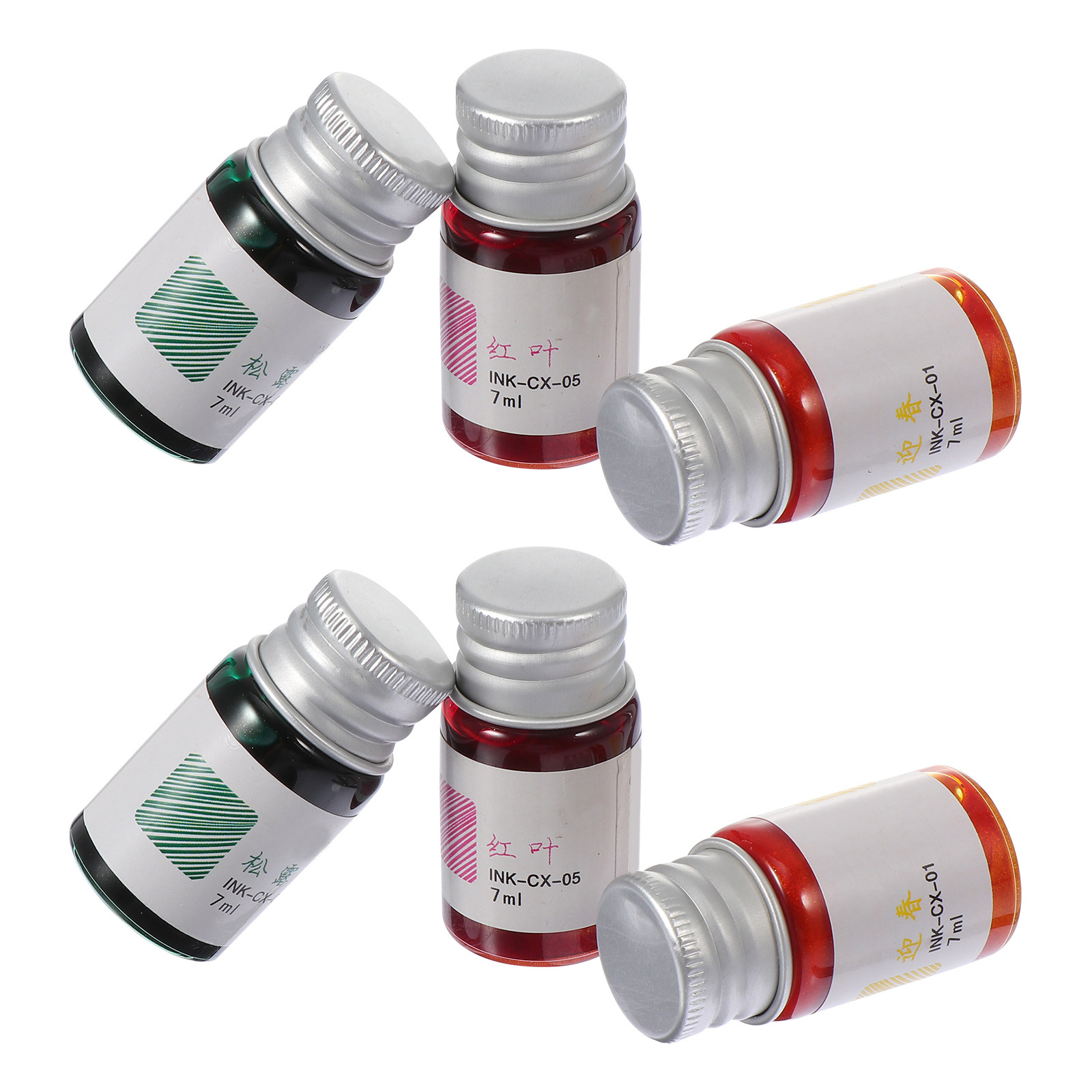 Glass Dip Pen Calligraphy Ink Set - 6 szt. Zestaw atramentów w kolorach