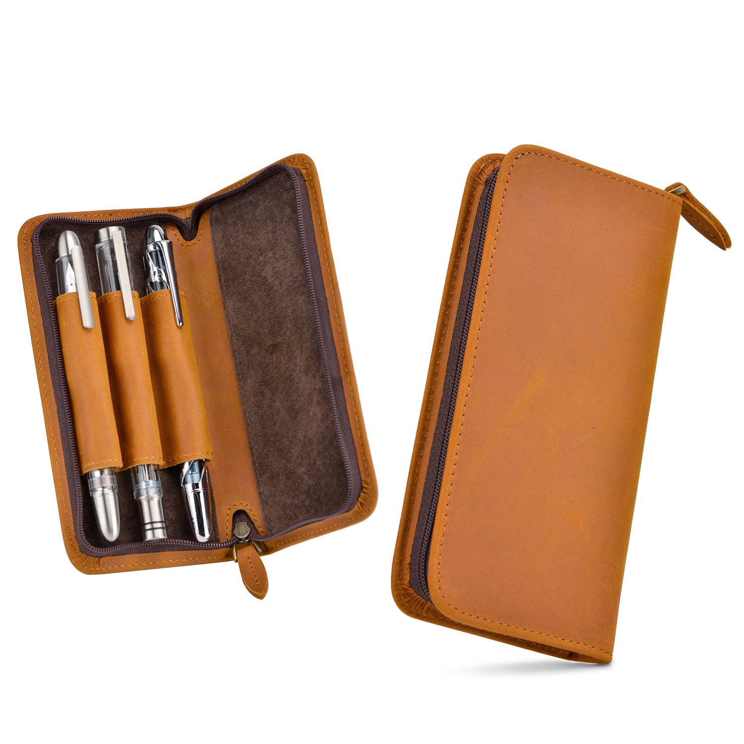 Leather Fountain Pen Case 3 Slots Pouch - Asvine luksusowe 3-gniazdowe piórnik wieczny piórnik