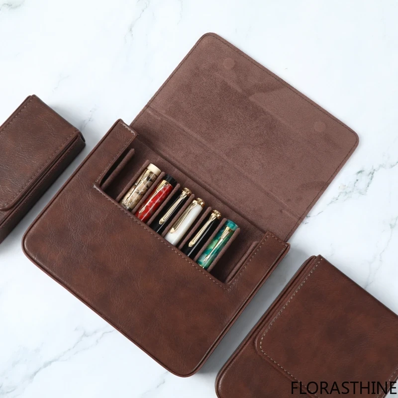 Leather Fountain Pen Case 3 Slots Pouch - Luksusowe etui na pióra wieczne z