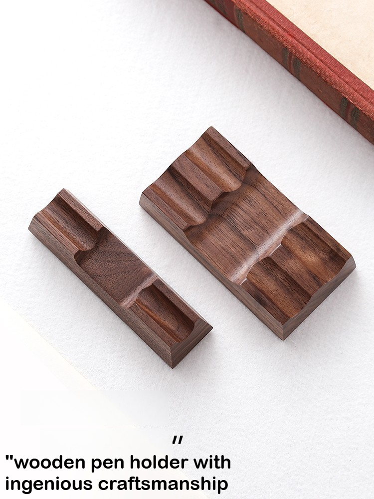 Wooden Fountain Pen Desk Stand Holder - Stojak na długopisy z drewna orzechowego