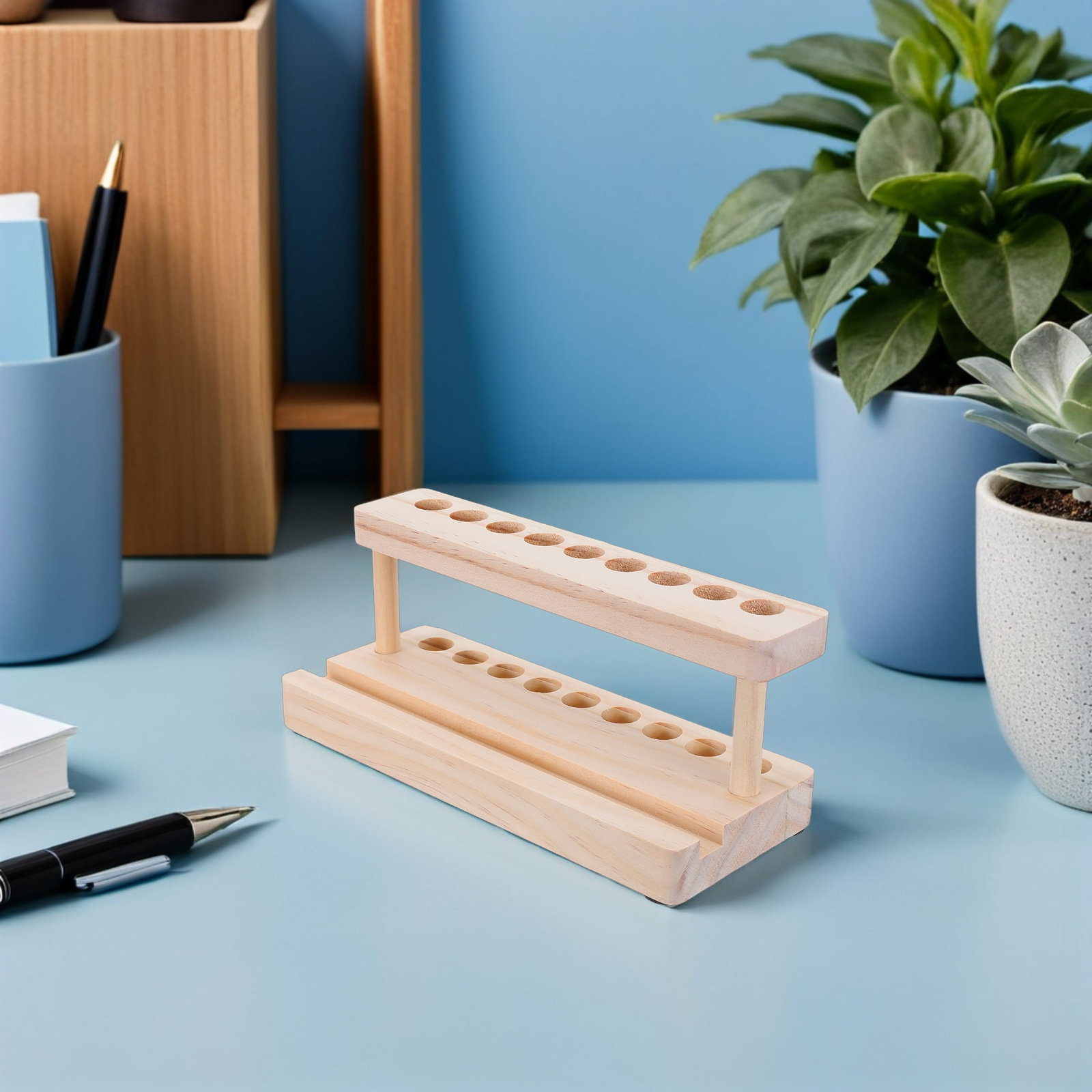 Drewniany stojak na telefon z  – Wooden Fountain Pen Desk Stand Holder recenzja i cena