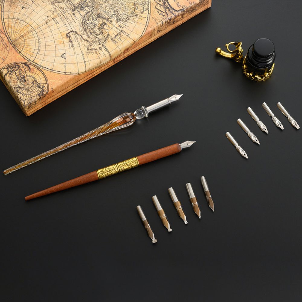 Nowoczesny zestaw do kaligrafi – Glass Dip Pen Calligraphy Ink Set recenzja i cena
