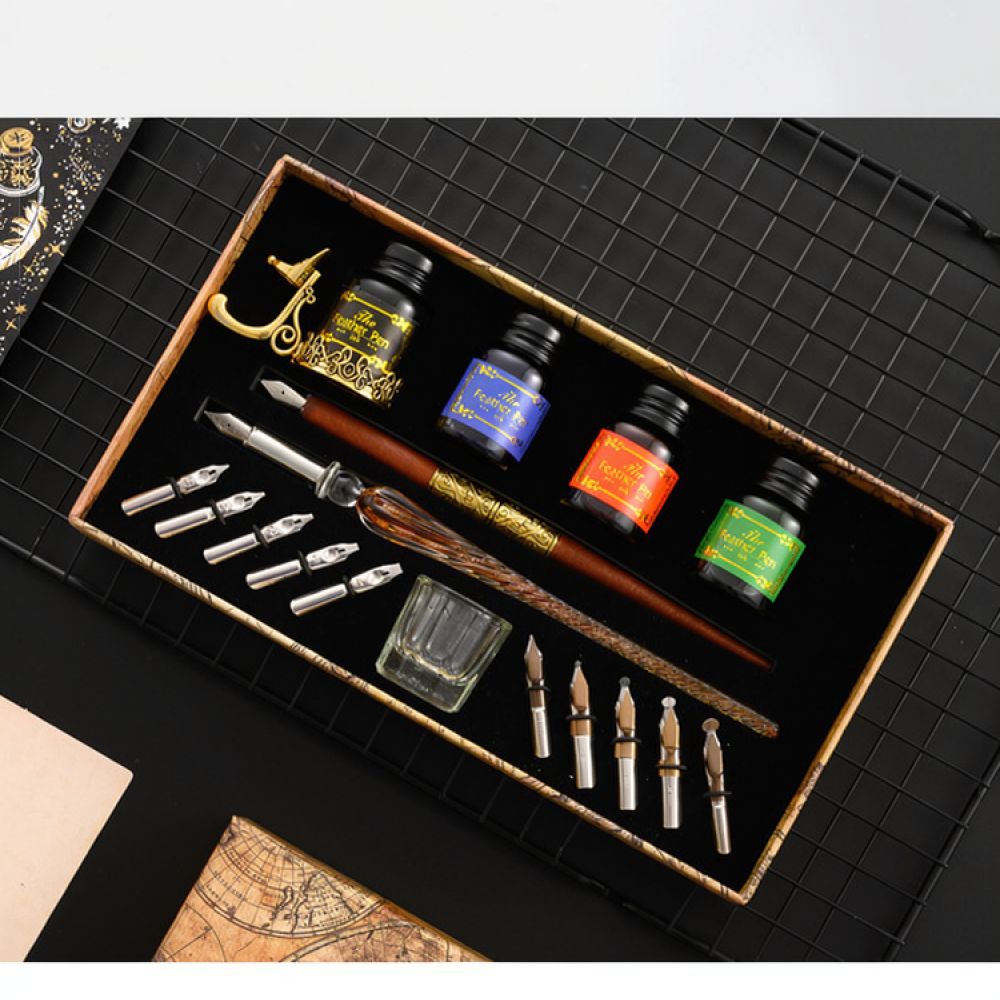 Nowoczesny zestaw do kaligrafi – Glass Dip Pen Calligraphy Ink Set recenzja i cena