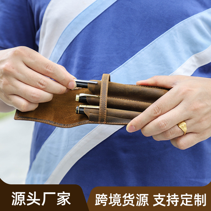 Retro skórzane etui na długopi – Leather Fountain Pen Case 3 Slots Pouch recenzja i cena