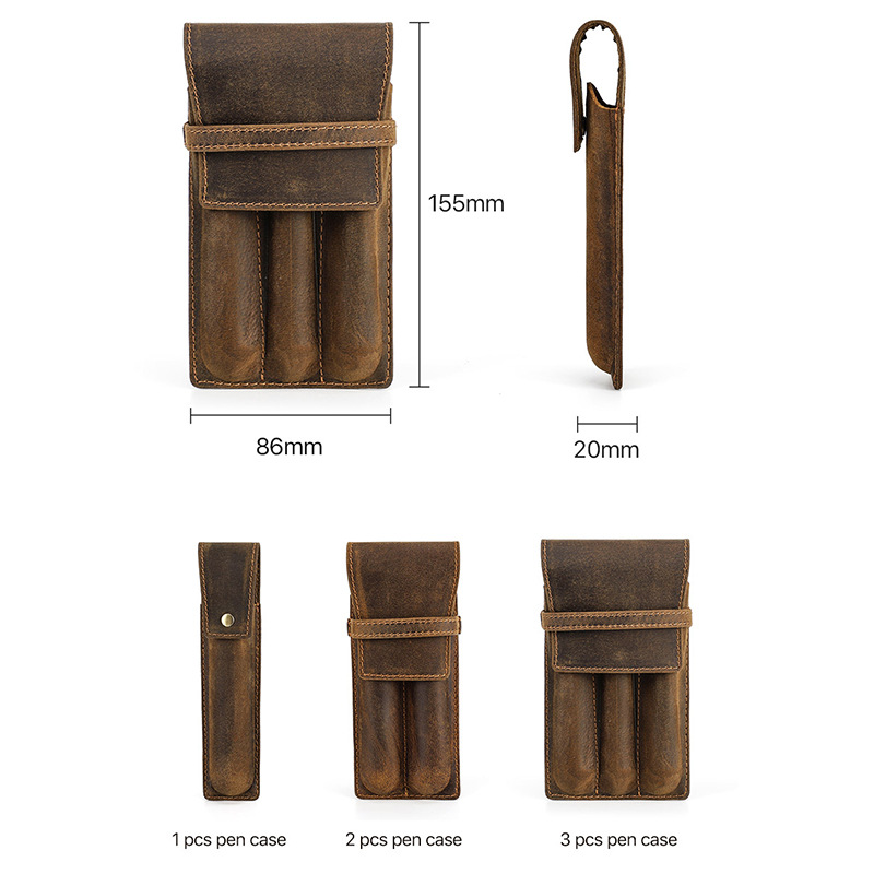 Retro skórzane etui na długopi – Leather Fountain Pen Case 3 Slots Pouch recenzja i cena