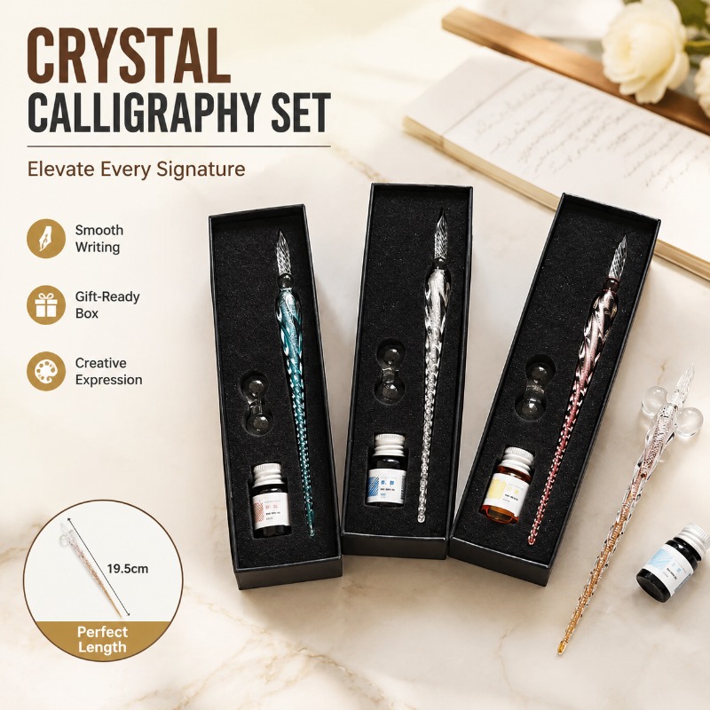 Zestaw do kaligrafii z kryszta – Glass Dip Pen Calligraphy Ink Set recenzja i cena