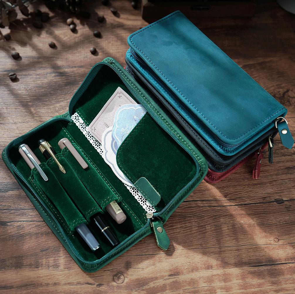 Skórzane etui na długopisy z 3 – Leather Fountain Pen Case 3 Slots Pouch recenzja i cena