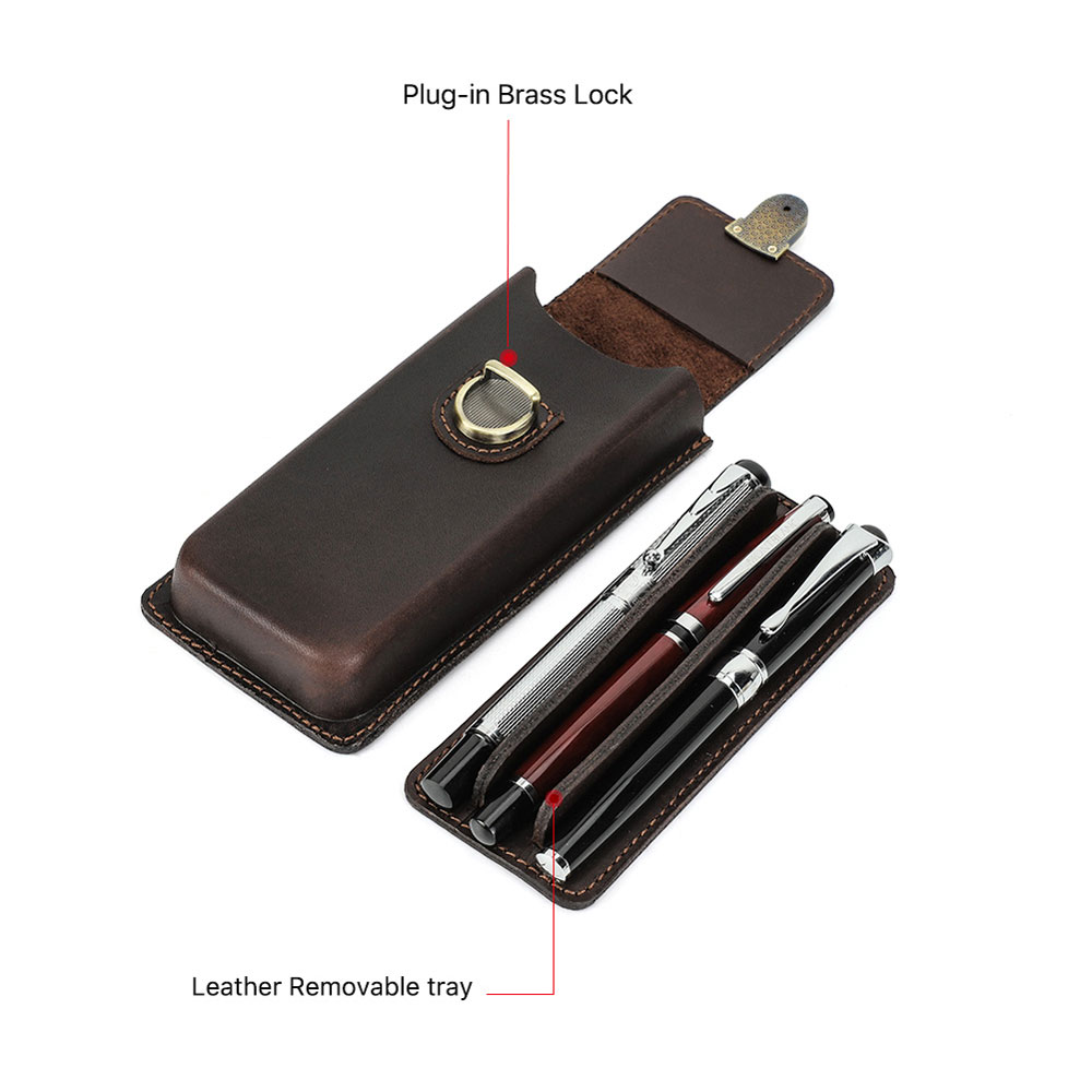 Ręcznie Robione Etui na Pióra  – Leather Fountain Pen Case 3 Slots Pouch recenzja i cena